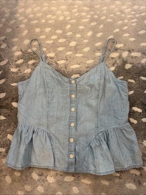 Levi's Light Blue Button-Down Peplum Camisole